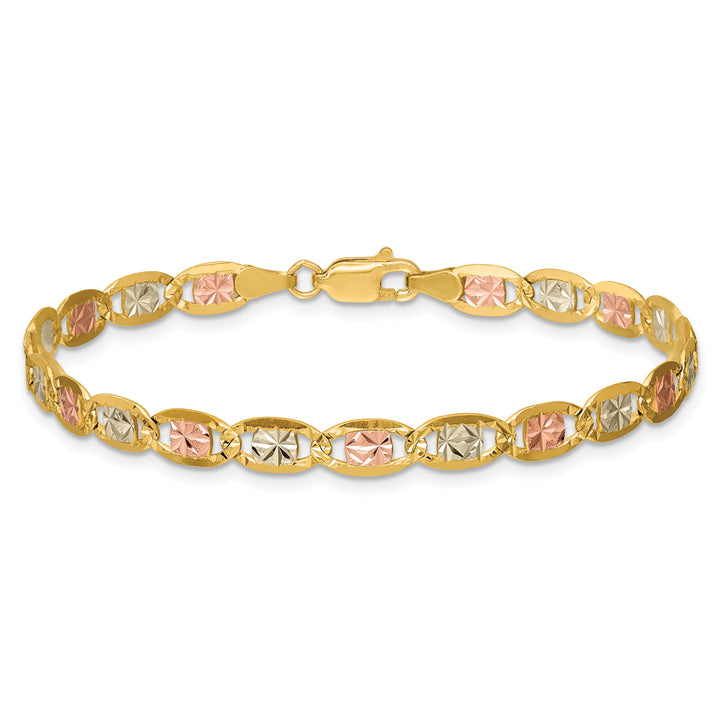 14k 4.65mm Tri-color Gold Pavé Valentino Chain