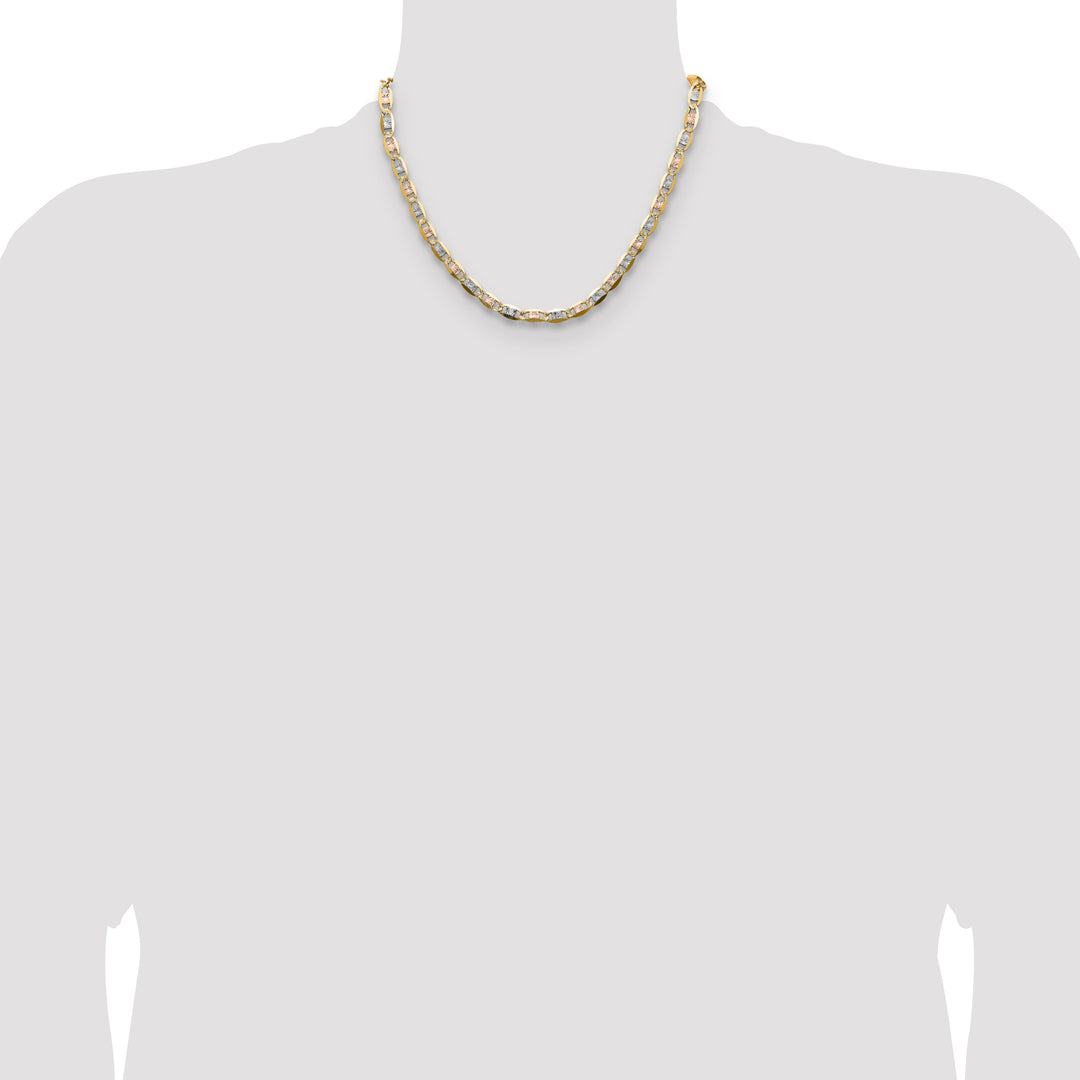 14k 6.1mm Tri-color Gold PavÃ© Valentino Chain
