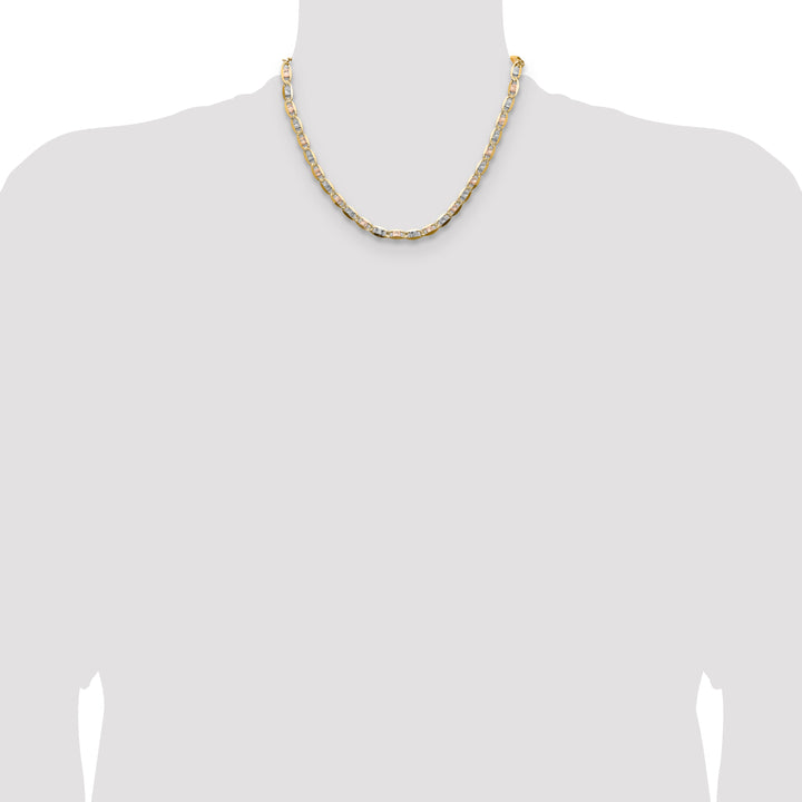 14k 6.1mm Tri-color Gold PavÃ© Valentino Chain