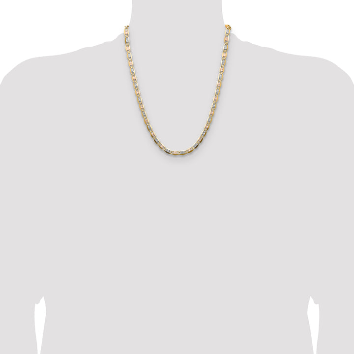 14k 6.1mm Tri-color Gold PavÃ© Valentino Chain