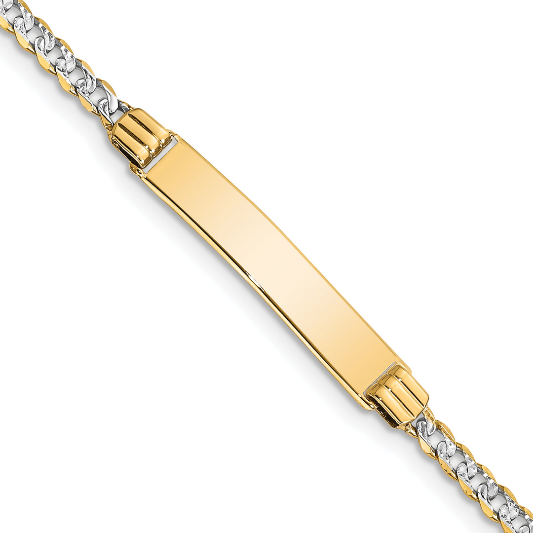 14k with Rhodium PavÃ© Curb ID Bracelet