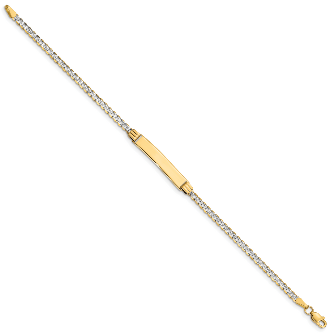 14k with Rhodium PavÃ© Curb ID Bracelet