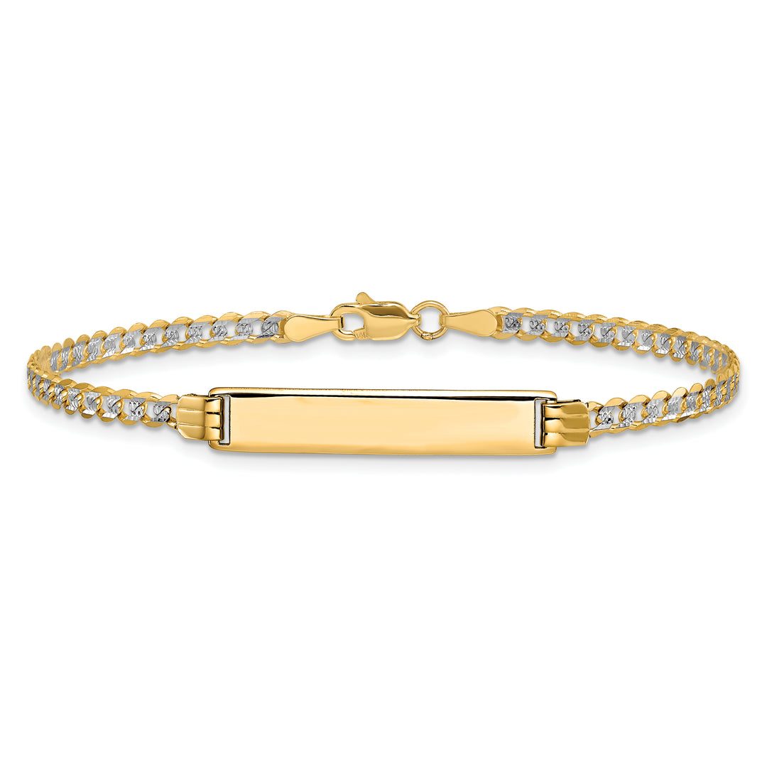 14k with Rhodium PavÃ© Curb ID Bracelet