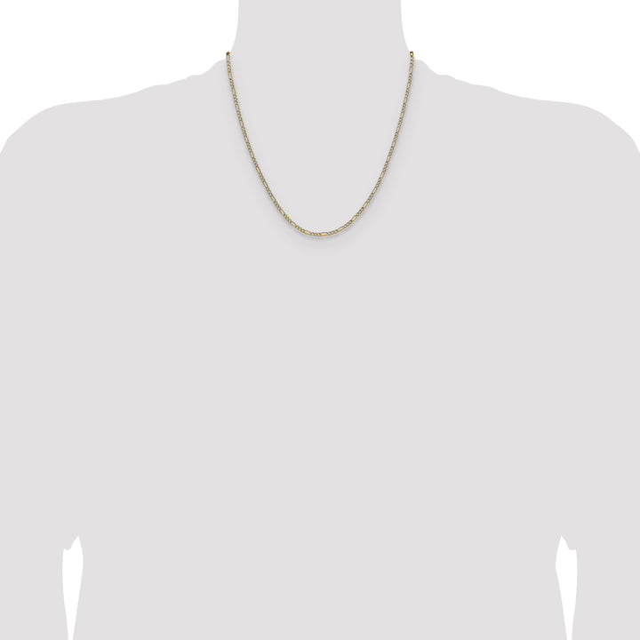 14k 2.3mm Semi-solid with Rhodium Pavé Figaro Chain