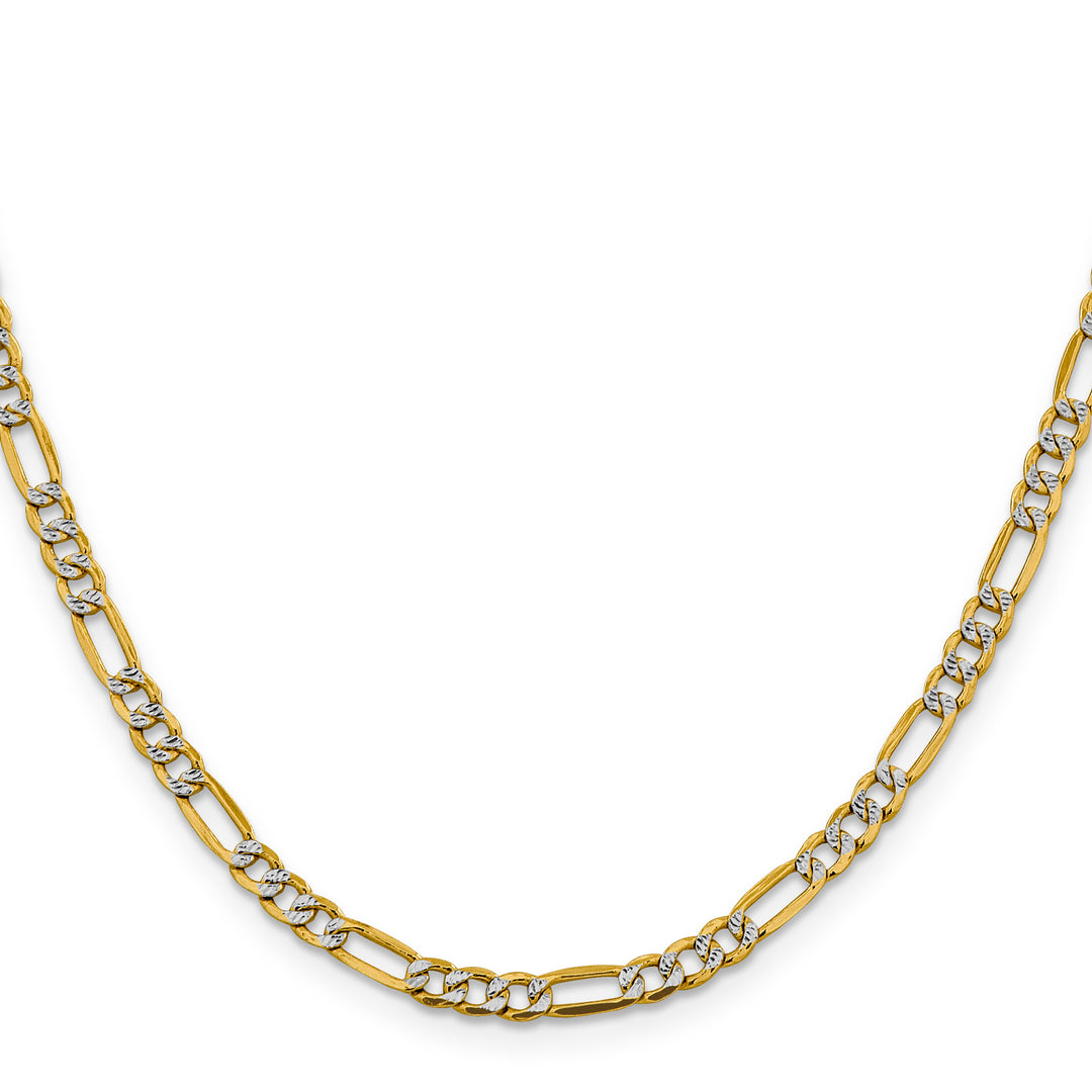 14k 3.9mm Semi-solid with Rhodium PavÃ© Figaro Chain