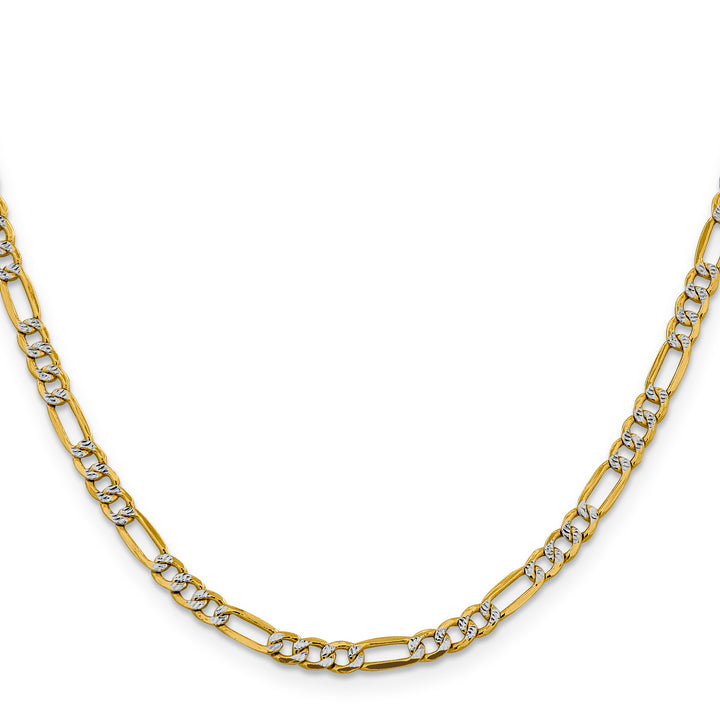 14k 3.9mm Semi-solid with Rhodium PavÃ© Figaro Chain