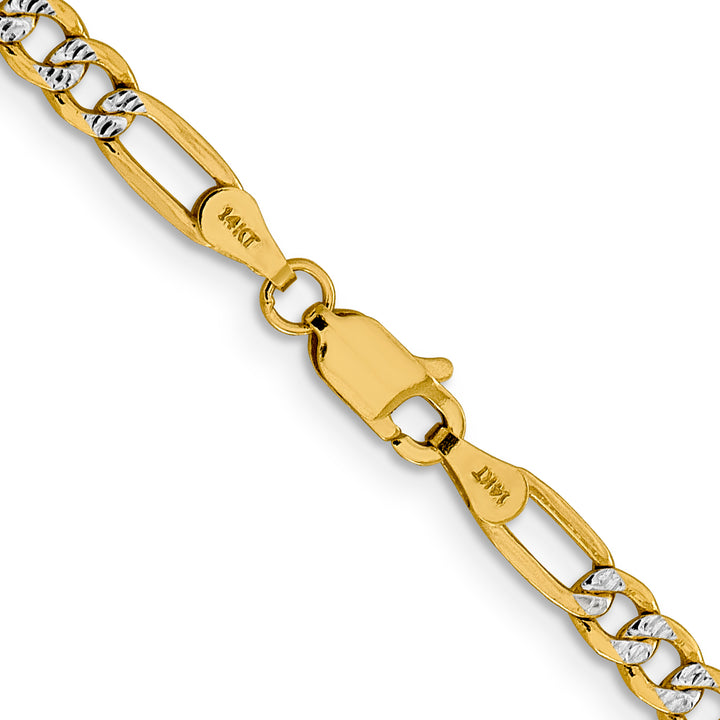 14k 3.9mm Semi-solid with Rhodium PavÃ© Figaro Chain