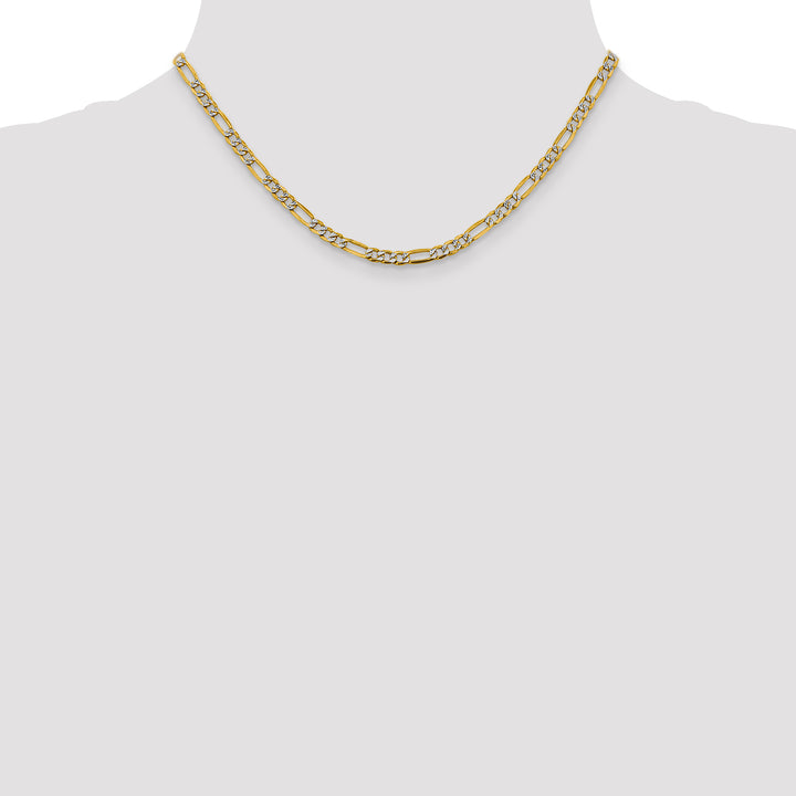 14k 3.9mm Semi-solid with Rhodium PavÃ© Figaro Chain