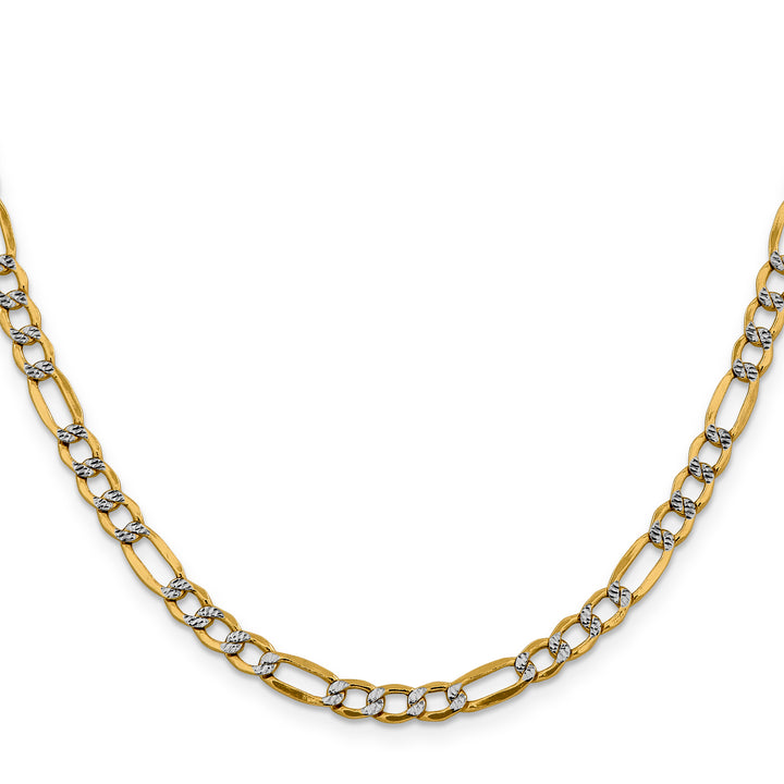 14k 5.25mm Semi-solid with Rhodium PavÃ© Figaro Chain