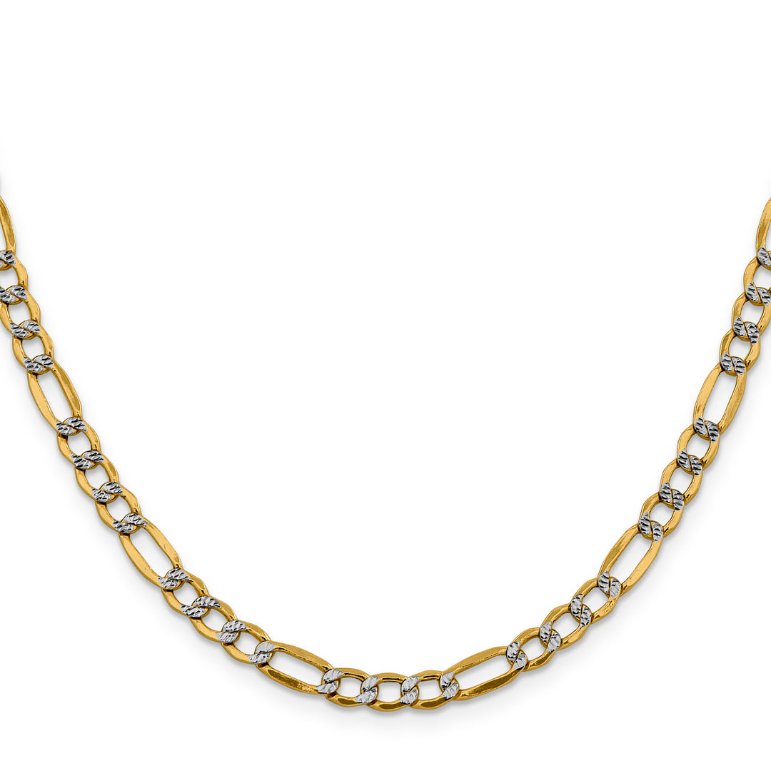 14k 5.25mm Semi-solid with Rhodium PavÃ© Figaro Chain