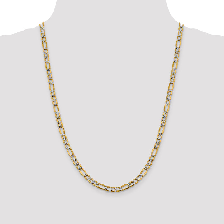 14k 5.25mm Semi-solid with Rhodium PavÃ© Figaro Chain