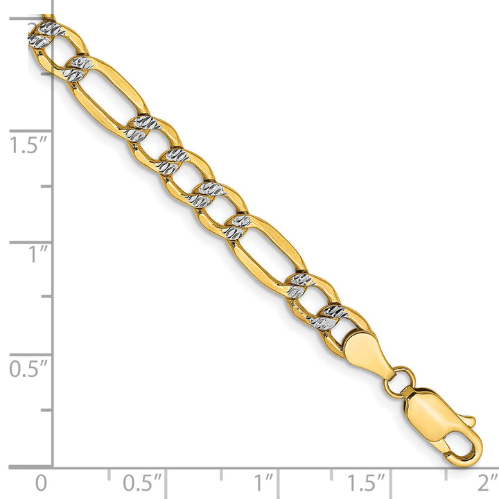 14k 5.25mm Semi-solid with Rhodium PavÃ© Figaro Chain