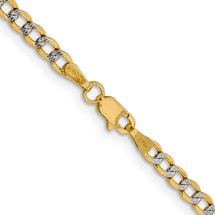 14k 3.4mm Semi-solid with Rhodium PavÃ© Curb Chain