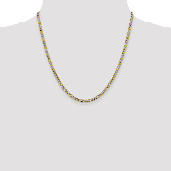 14k 3.4mm Semi-solid with Rhodium PavÃ© Curb Chain