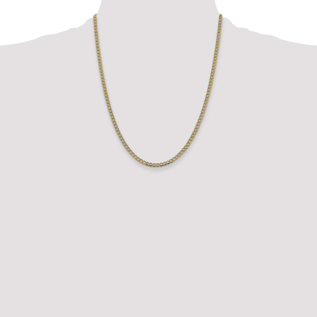14k 3.4mm Semi-solid with Rhodium PavÃ© Curb Chain