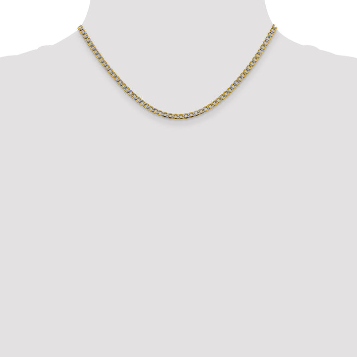 14k 3.4mm Semi-solid with Rhodium Pavé Curb Chain