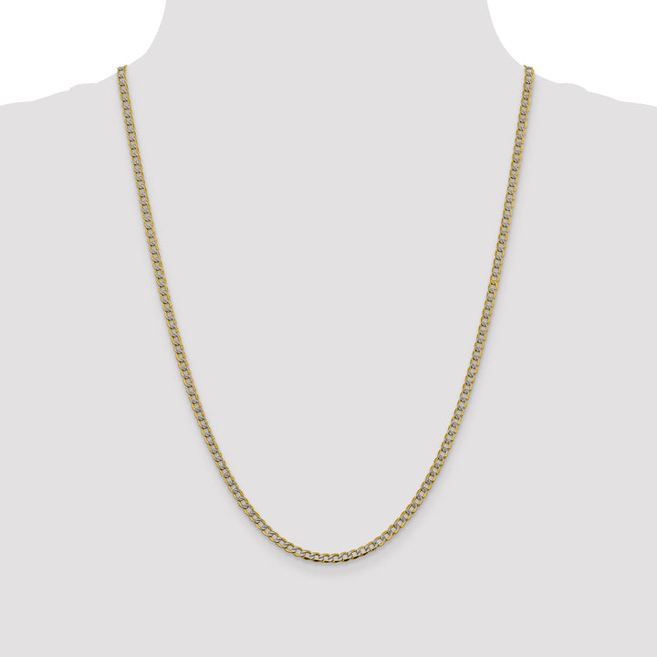 14k 3.4mm Semi-solid with Rhodium Pavé Curb Chain