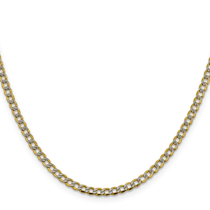 14k 3.4mm Semi-solid with Rhodium Pavé Curb Chain