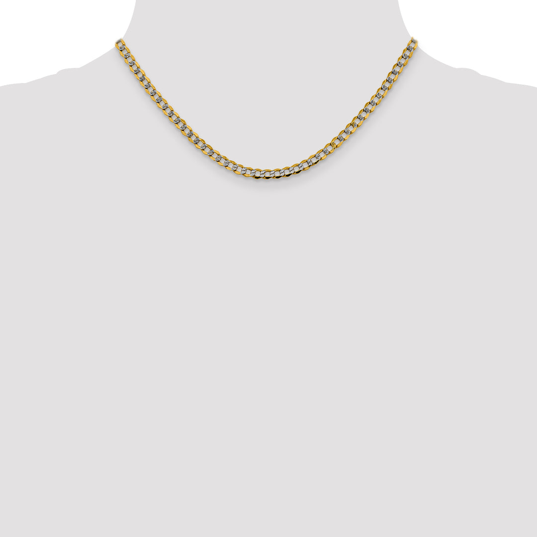 14k 4.3mm Semi-solid with Rhodium PavÃ© Curb Chain