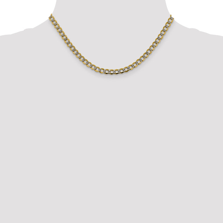 14k 5.2mm Semi-solid with Rhodium PavÃ© Curb Chain
