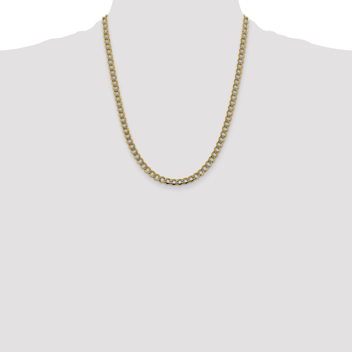 14k 5.2mm Semi-solid with Rhodium PavÃ© Curb Chain