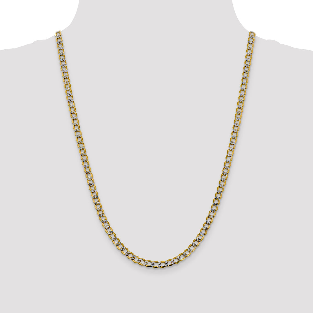 14k 5.2mm Semi-solid with Rhodium PavÃ© Curb Chain