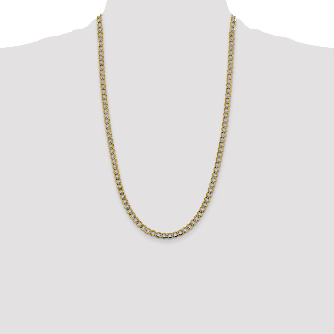 14k 5.2mm Semi-solid with Rhodium PavÃ© Curb Chain