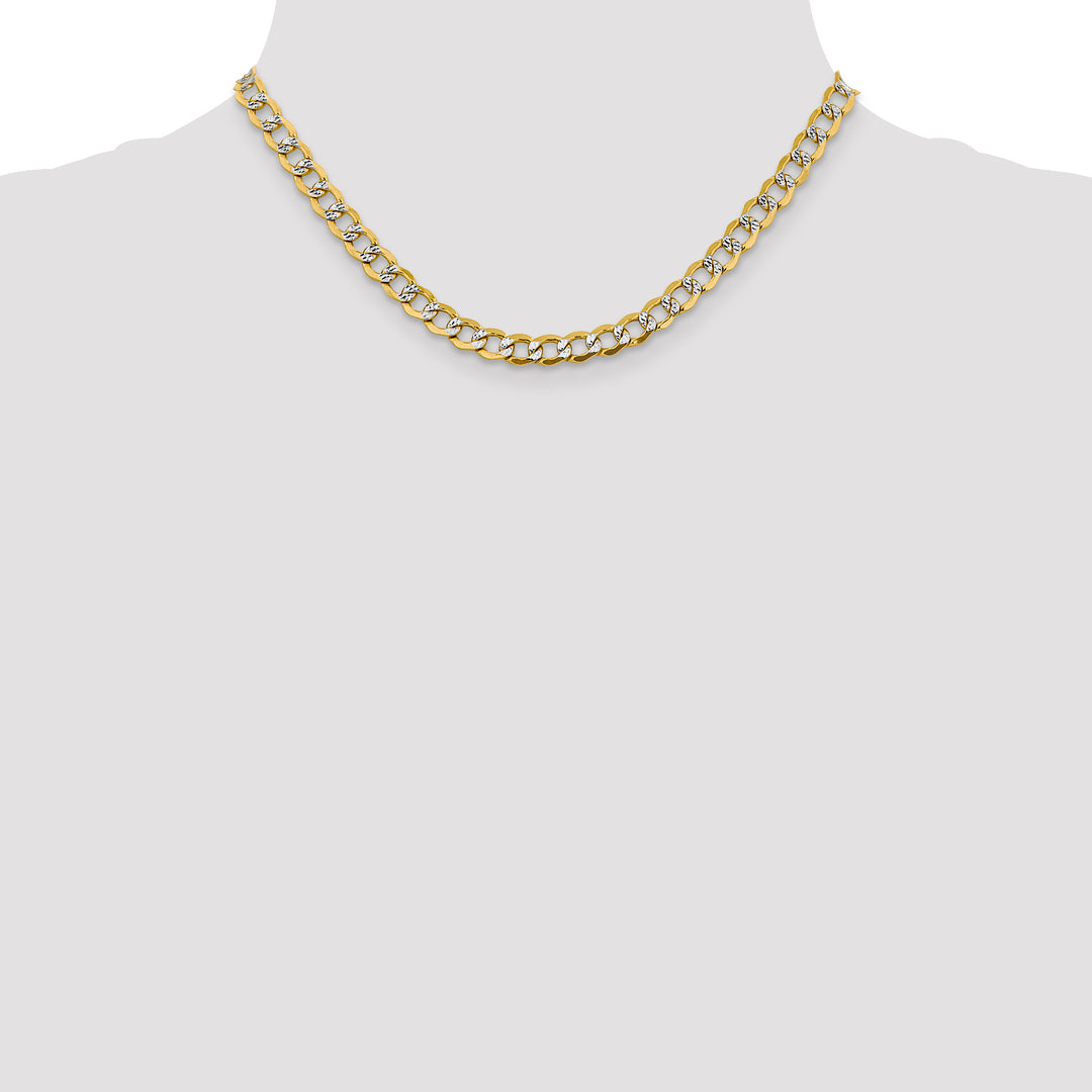 14k 6.75mm Semi-solid with Rhodium PavÃ© Curb Chain
