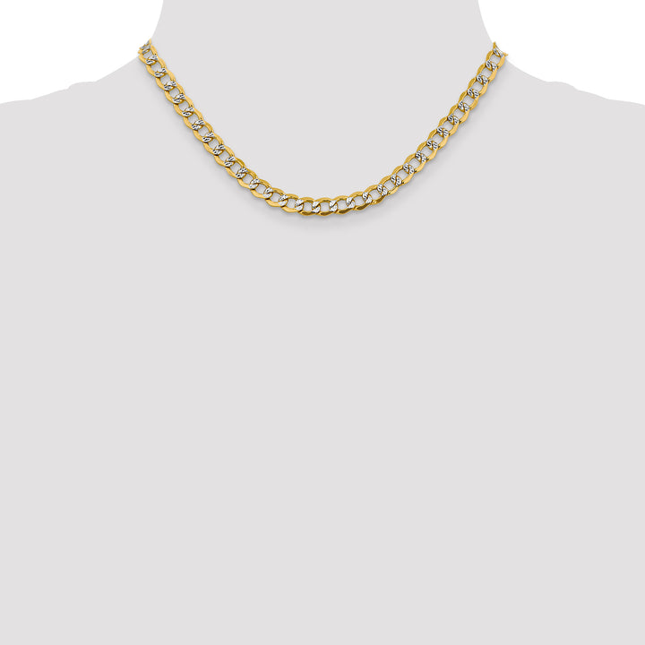 14k 6.75mm Semi-solid with Rhodium PavÃ© Curb Chain