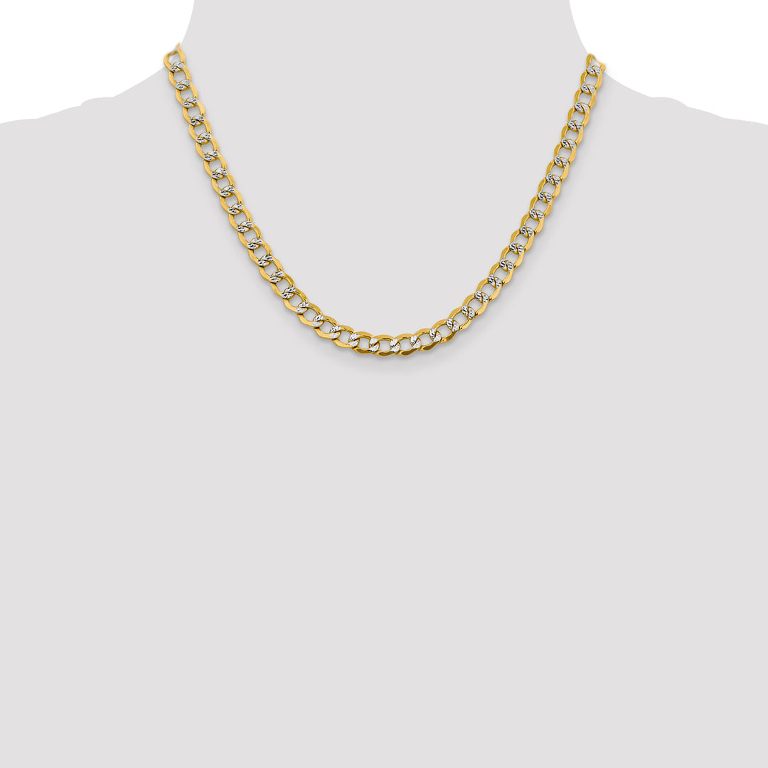 14k 6.75mm Semi-solid with Rhodium PavÃ© Curb Chain