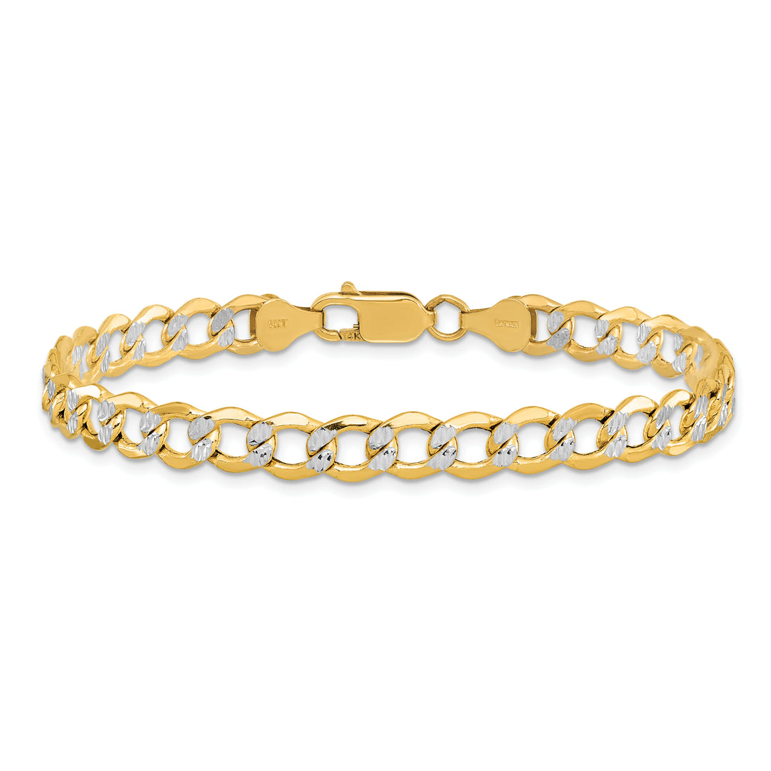 14k 6.75mm Semi-solid with Rhodium Pavé Curb Chain