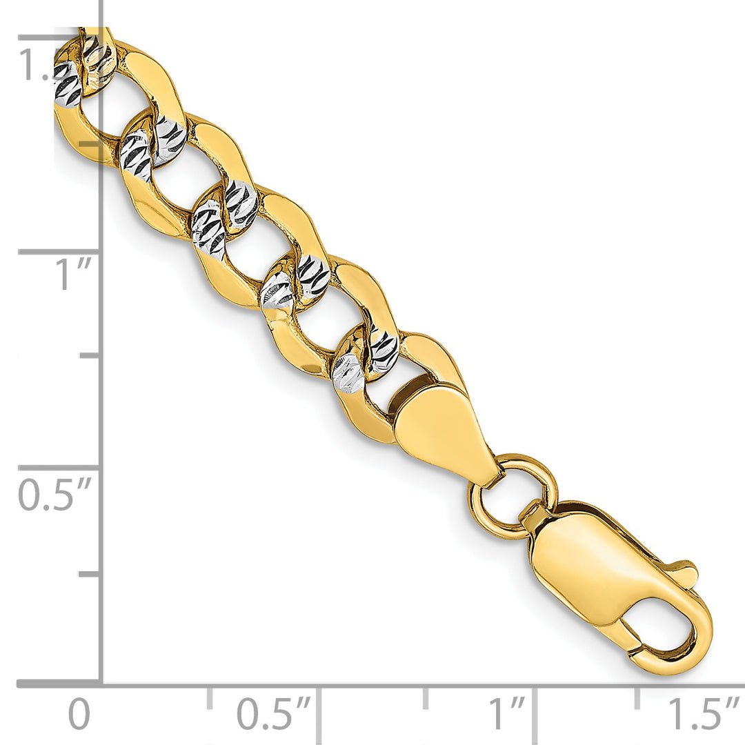 14k 6.75mm Semi-solid with Rhodium Pavé Curb Chain