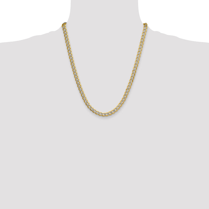 14k 7.1mm Semi-solid with Rhodium PavÃ© Curb Chain