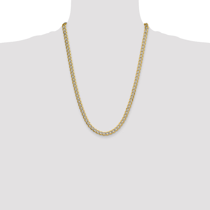 14k 7.1mm Semi-solid with Rhodium PavÃ© Curb Chain