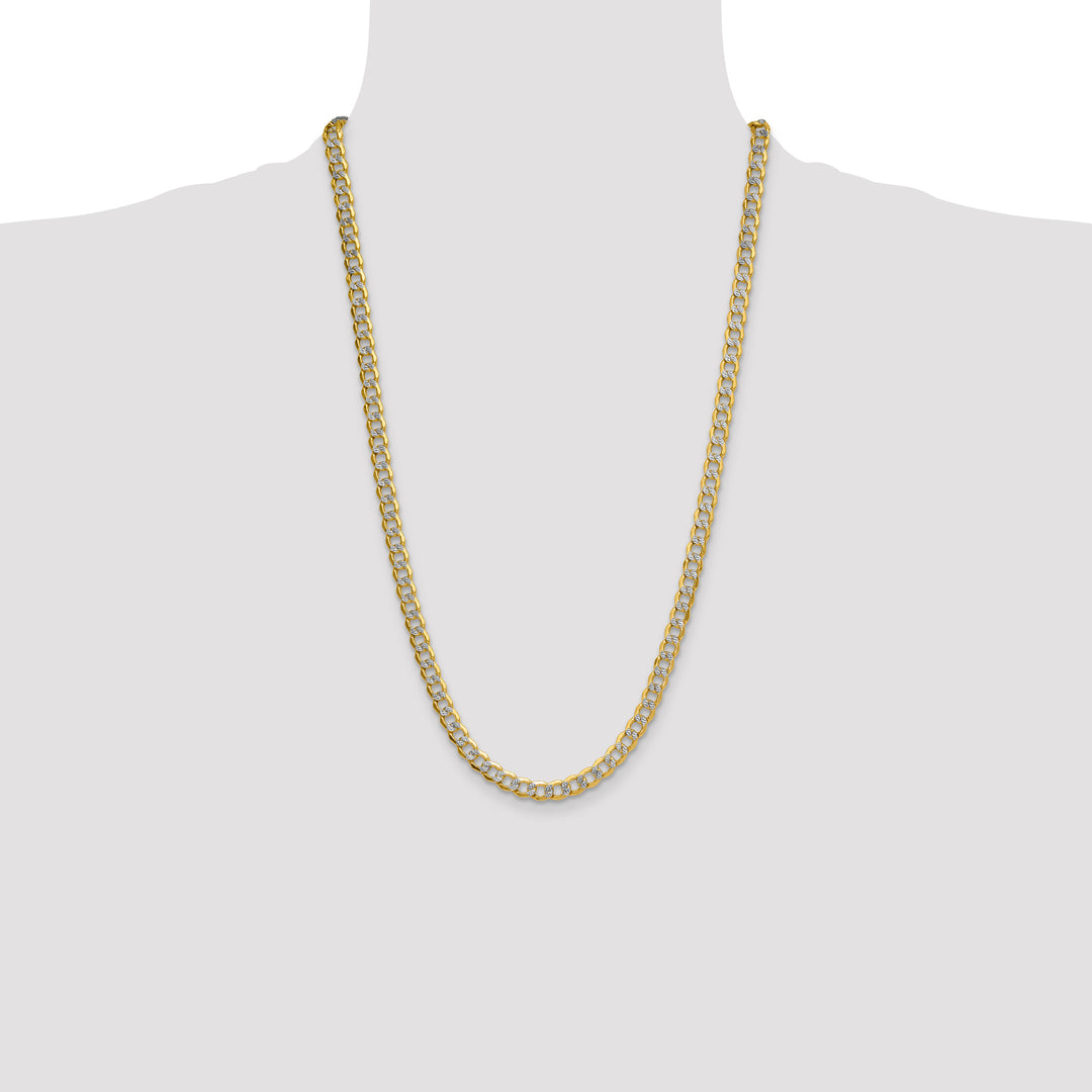 14k 7.1mm Semi-solid with Rhodium PavÃ© Curb Chain