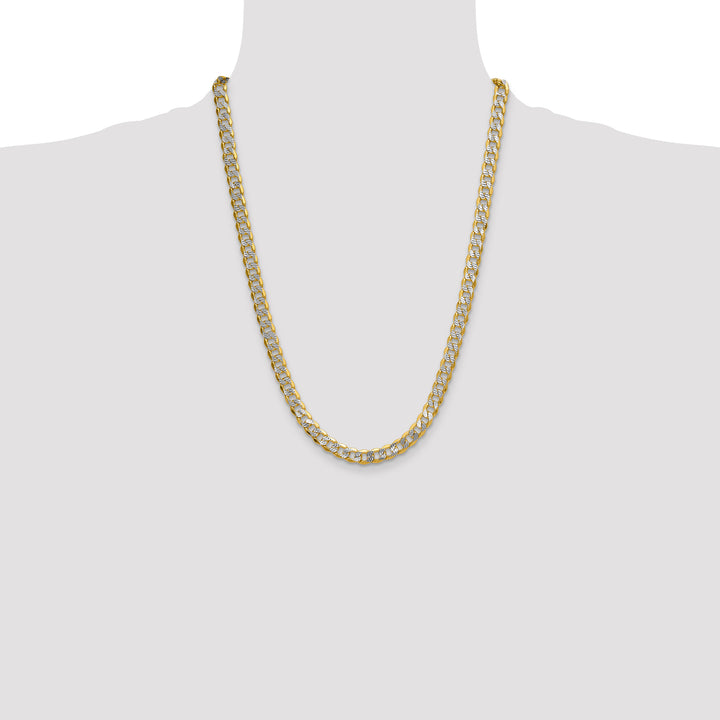 14k 7.75mm Semi-solid with Rhodium PavÃ© Curb Chain