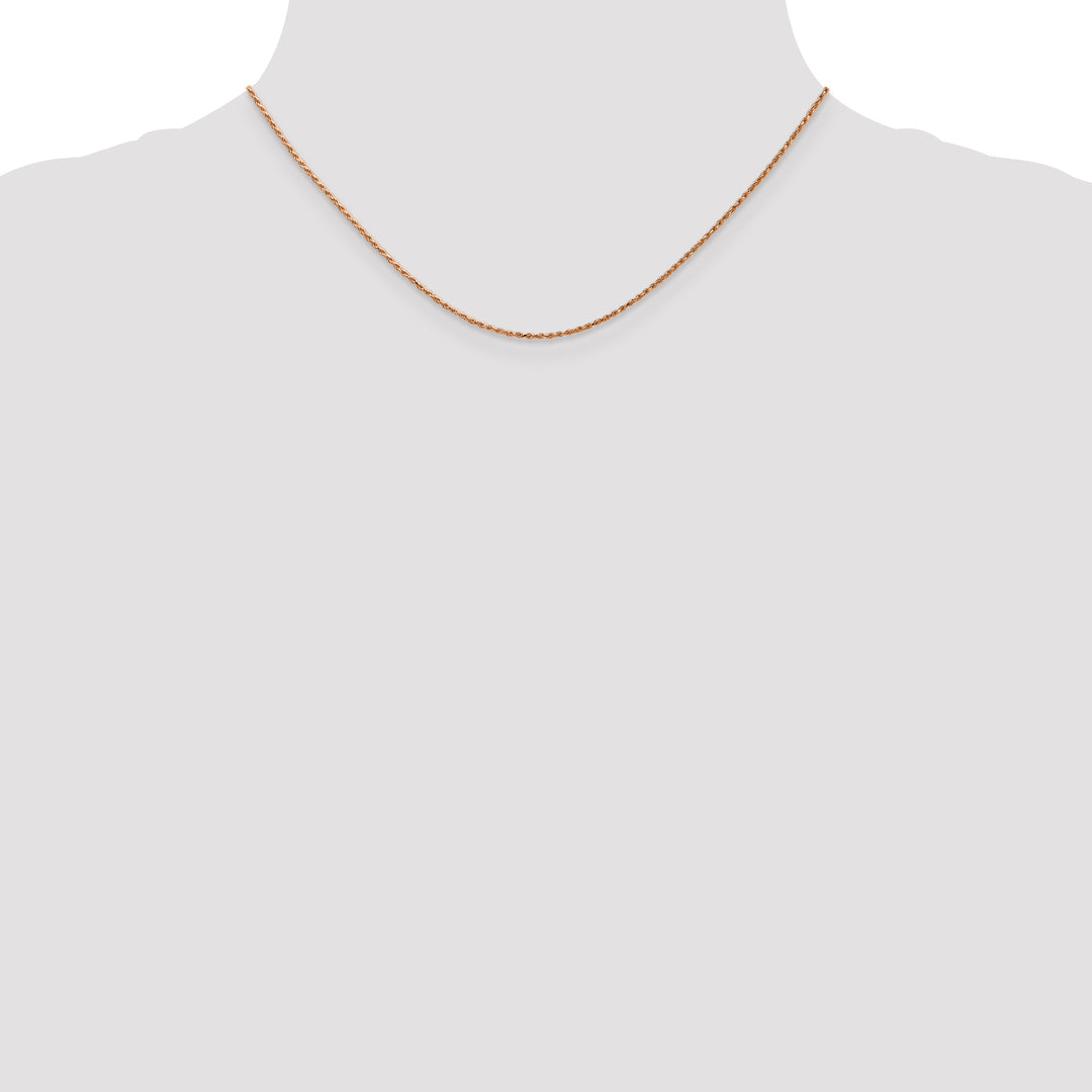 14k Rose Gold 1mm D/C Machine-made Rope Chain