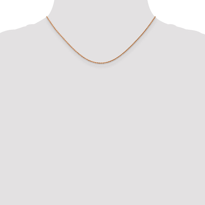 14k Rose Gold 1mm D/C Machine-made Rope Chain