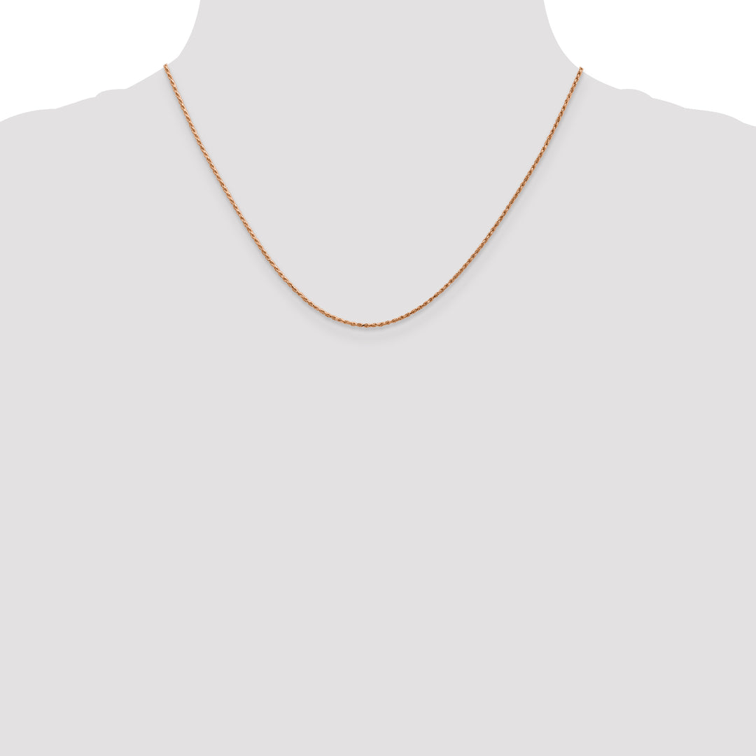 14k Rose Gold 1mm D/C Machine-made Rope Chain