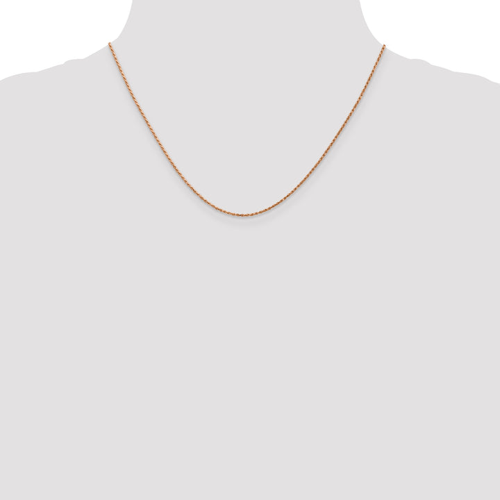 14k Rose Gold 1mm D/C Machine-made Rope Chain