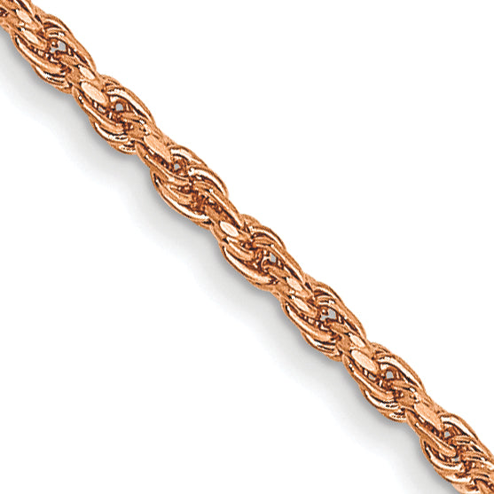 14k Rose Gold 1mm D/C Machine-made Rope Chain