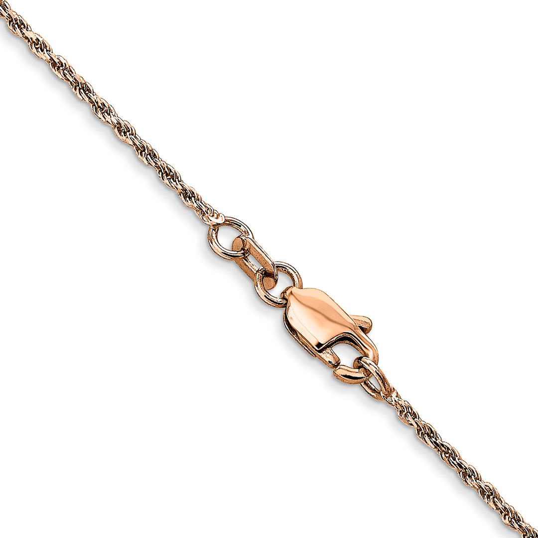 14k Rose Gold 1mm D/C Machine-made Rope Chain