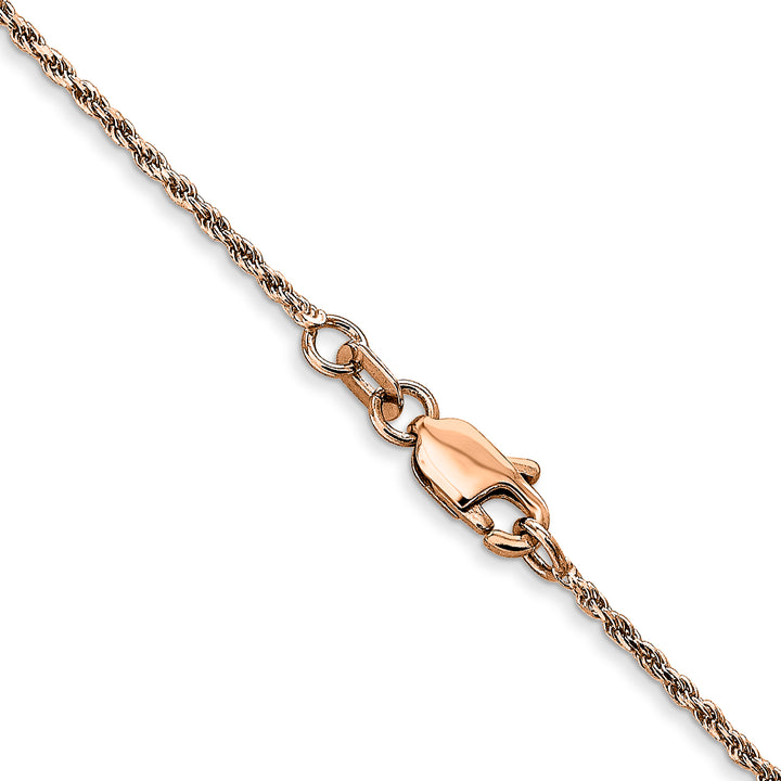 14k Rose Gold 1mm D/C Machine-made Rope Chain