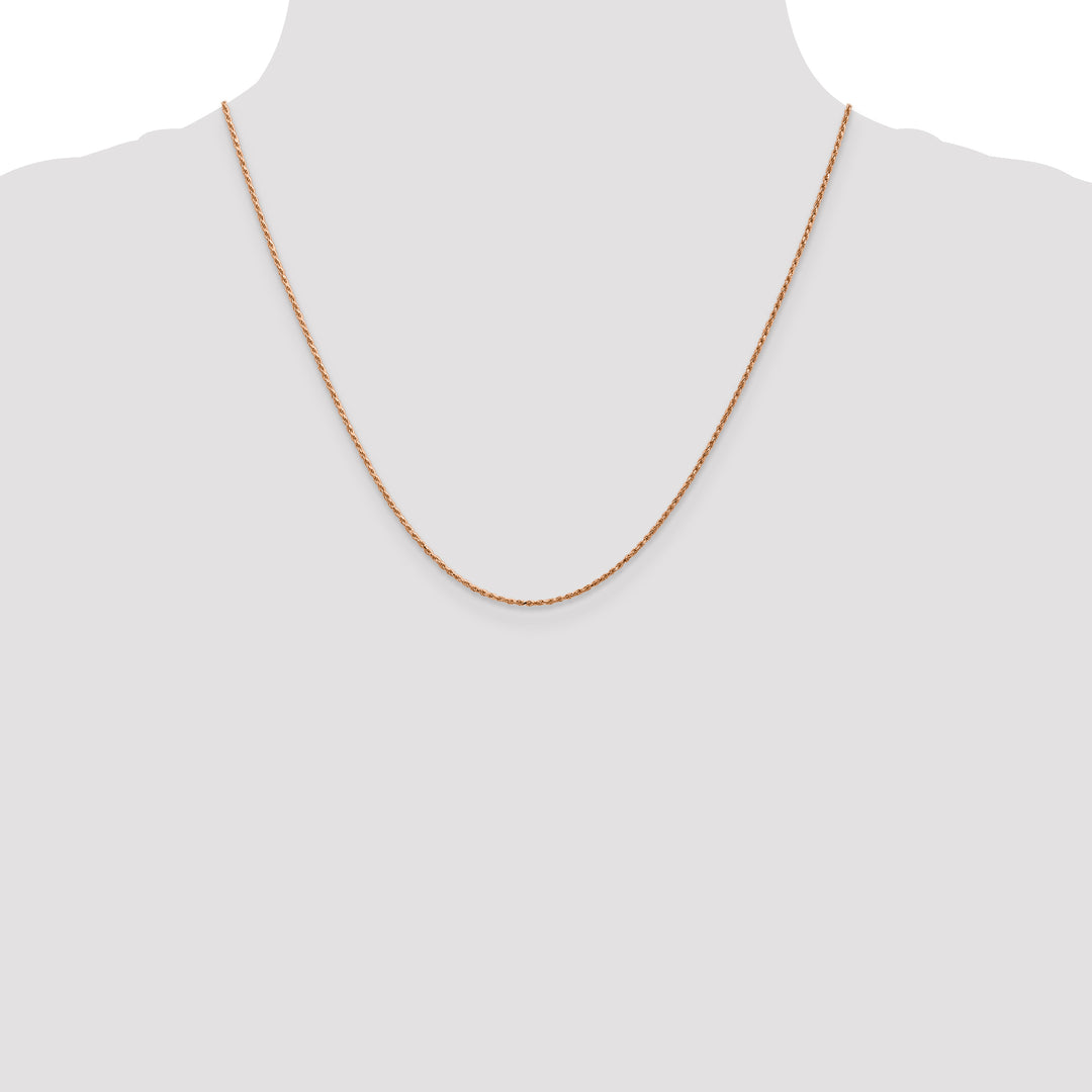 14k Rose Gold 1mm D/C Machine-made Rope Chain
