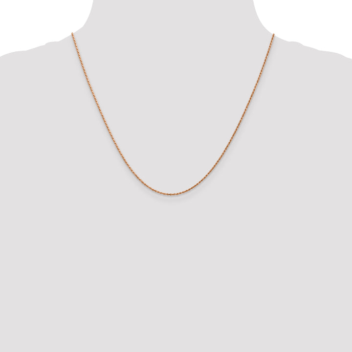 14k Rose Gold 1mm D/C Machine-made Rope Chain