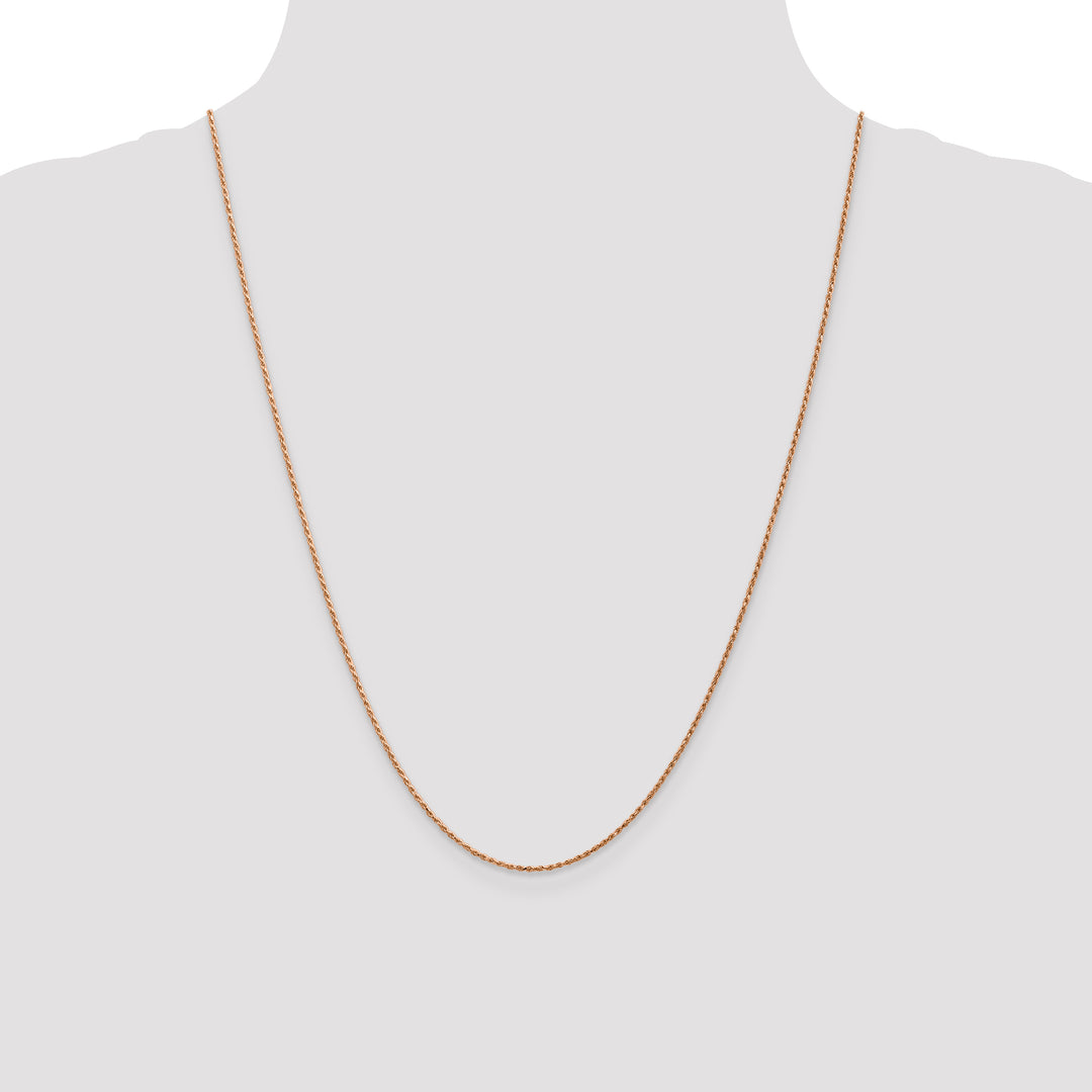 14k Rose Gold 1mm D/C Machine-made Rope Chain