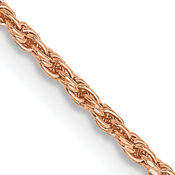 14k Rose Gold 1.5mm D/C Machine-made Rope Chain