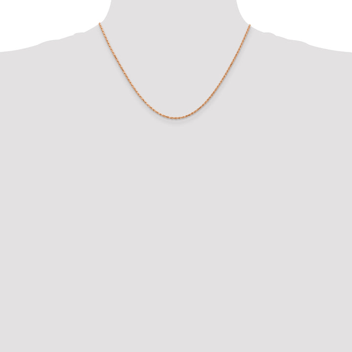 14k Rose Gold 1.8mm D/C Machine-made Rope Chain