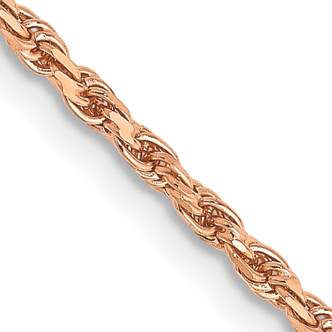 14k Rose Gold 1.8mm D/C Machine-made Rope Chain