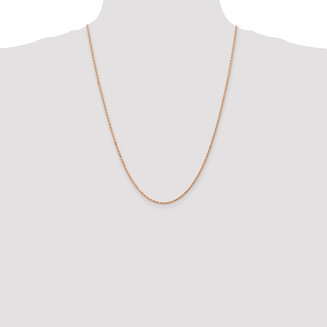 14k Rose Gold 1.8mm D/C Machine-made Rope Chain